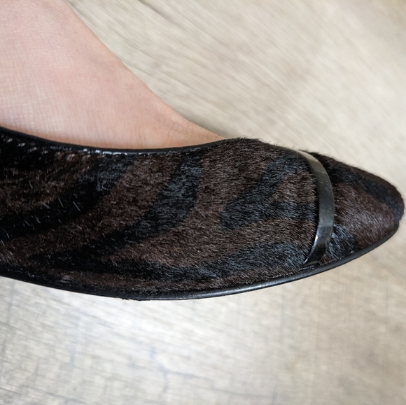 Coach Poppy Calf Fur Ballet Flats Brown and black Zebra Print - Picture 6 of 11